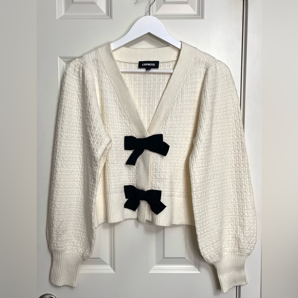 Express V-Neck Bow Cardigan NWOT